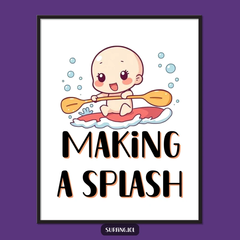 Funny Paddling Digital Art: Furious Effort, Excited Bubbles Gift