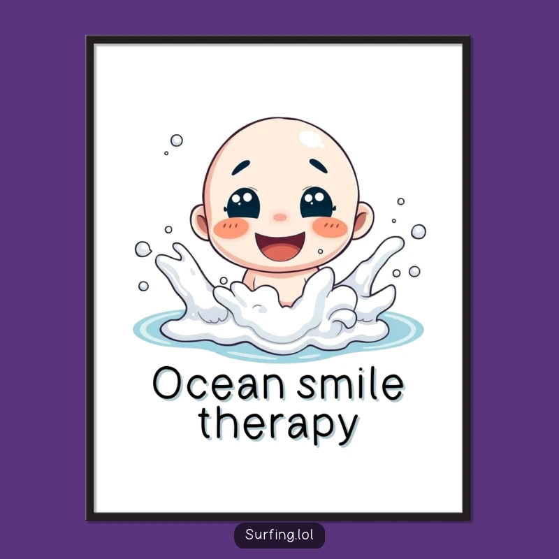 Funny Splash Digital Art: Instant Download of Joyful Ocean Character