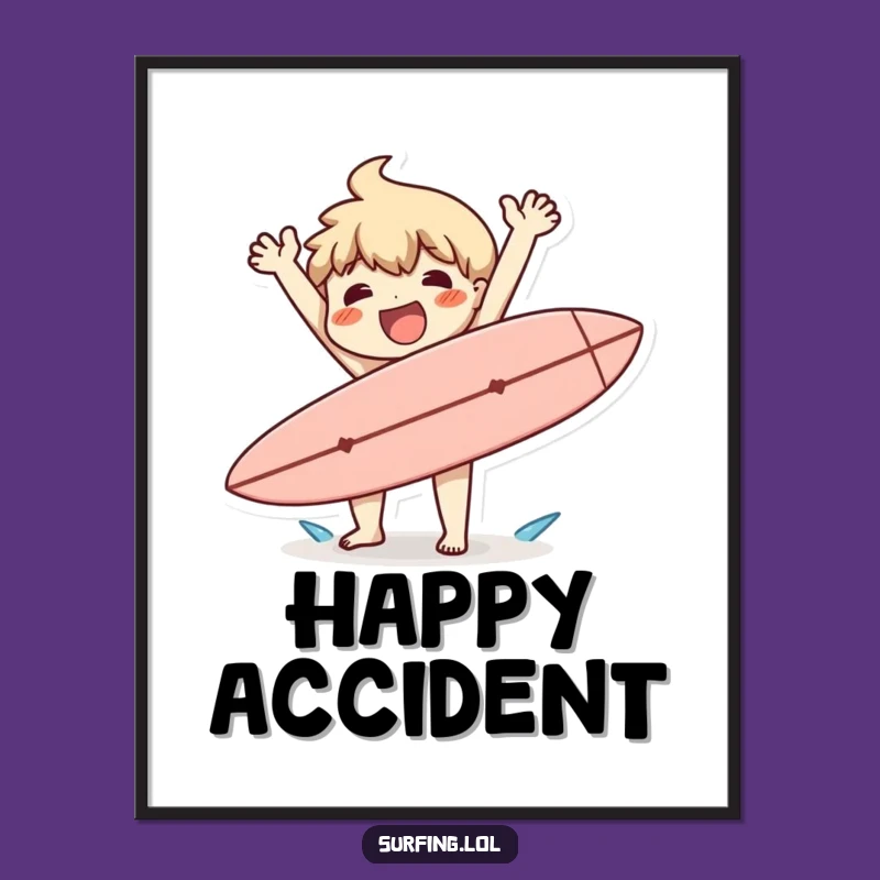 Funny Surf Drop Digital Art: Clumsy Character Print for Instant Beachy Fun