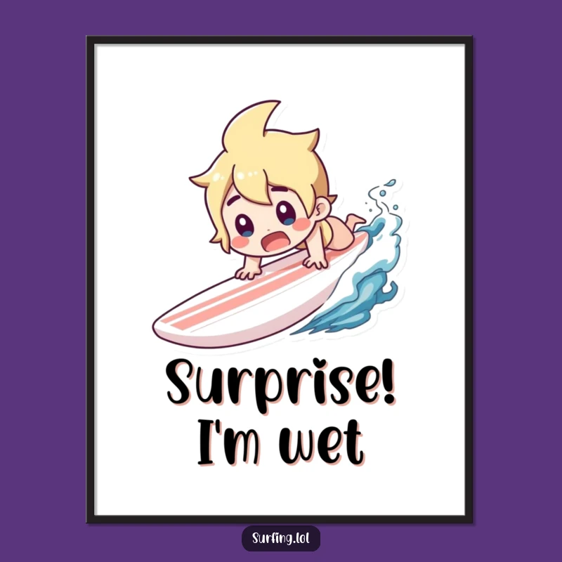 Funny Surfer Digital Art: Gasping Dive, Surprised Wipeout Gift