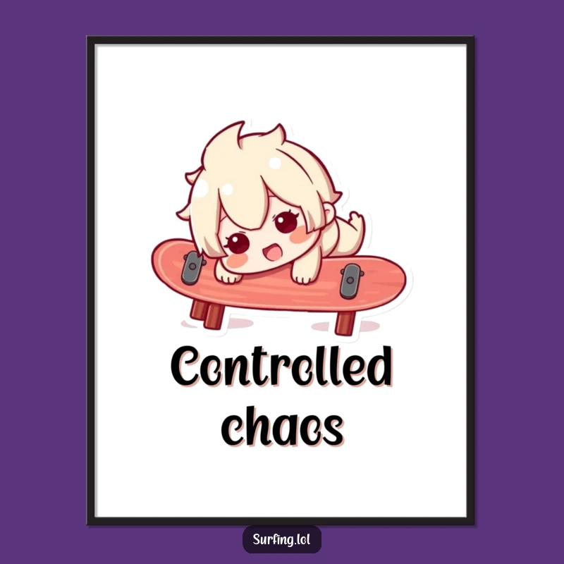 Funny Surfer Digital Art: Wobbly Character Art Print Gift