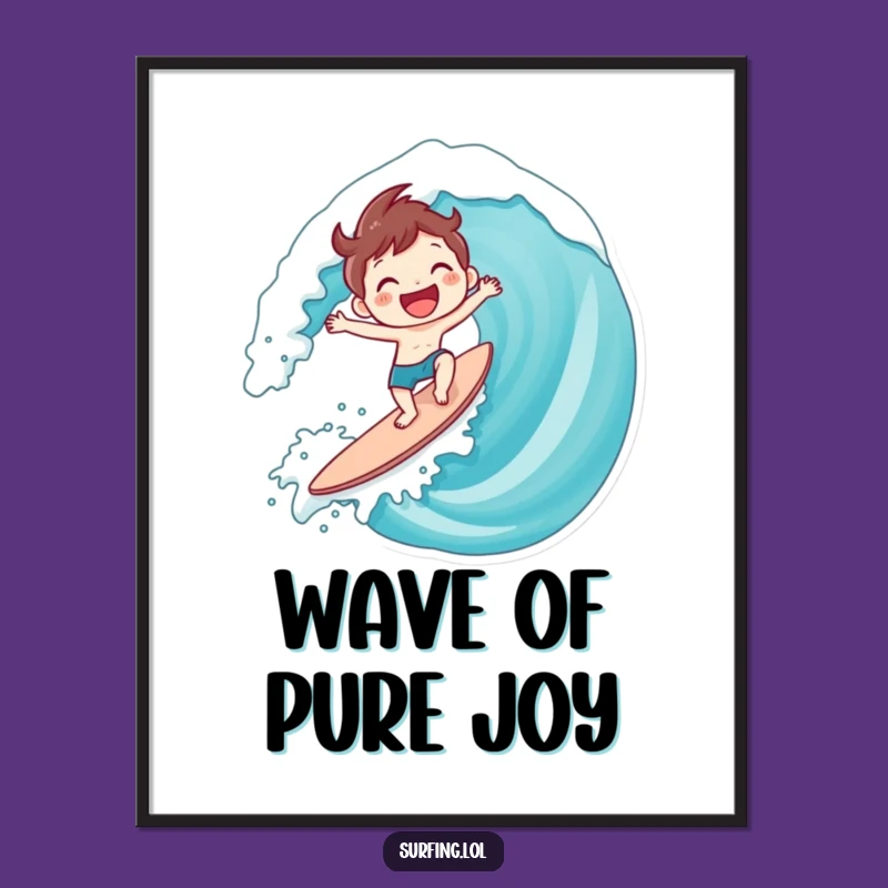 Funny Surfing Character Digital Art: Instant Ocean Vibes and Smiles Gift