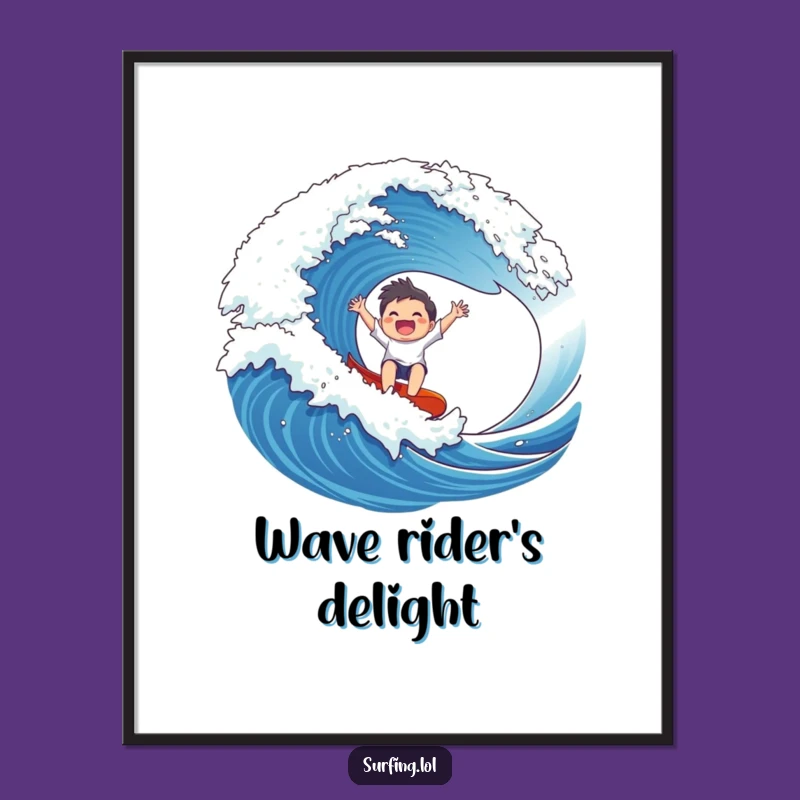 Funny Wave Rider Digital Art Print: Unleash Exhilarating Joy and Hilarious Energy Instantly!