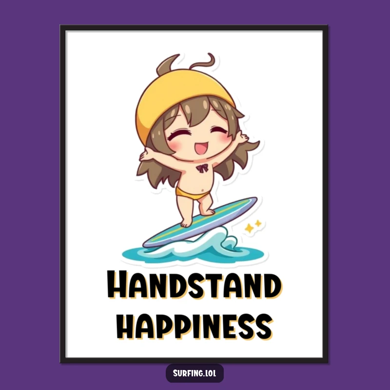 Funny Handstand Character Digital Art: Instant Playful Decor Gift for Walls
