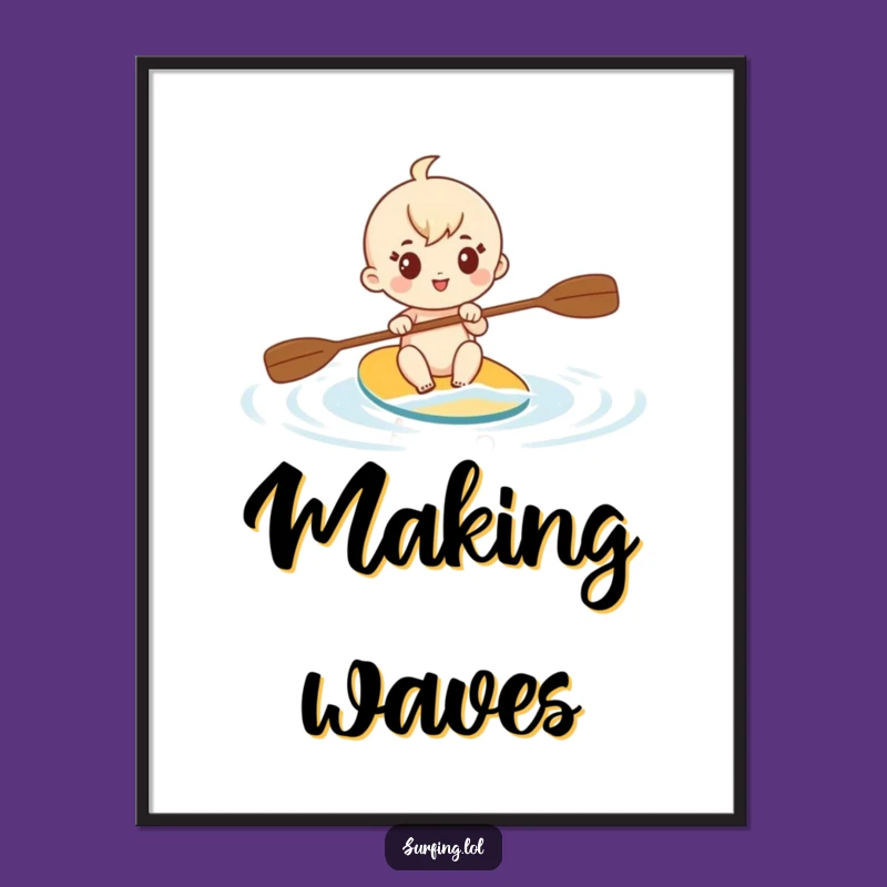 Funny Determined Paddler Digital Art: Aquatic Drive, a Versatile Funny Gift