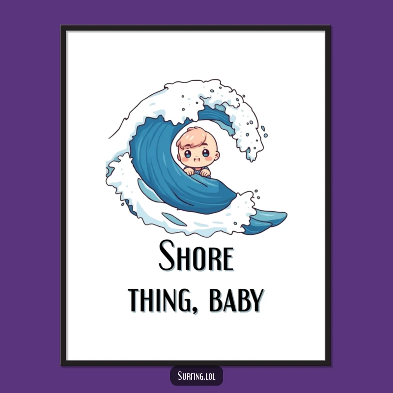 Funny Tiny Wave Discovery Digital Art Print - Curious Excitement