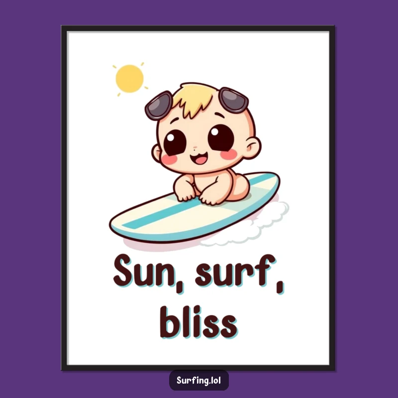 Funny Sunbathing Surfboard Digital Art: Instant Beach Relaxation