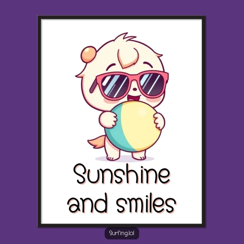 Funny Kawaii Beach Joy Digital Art Print - Glee Character Gift