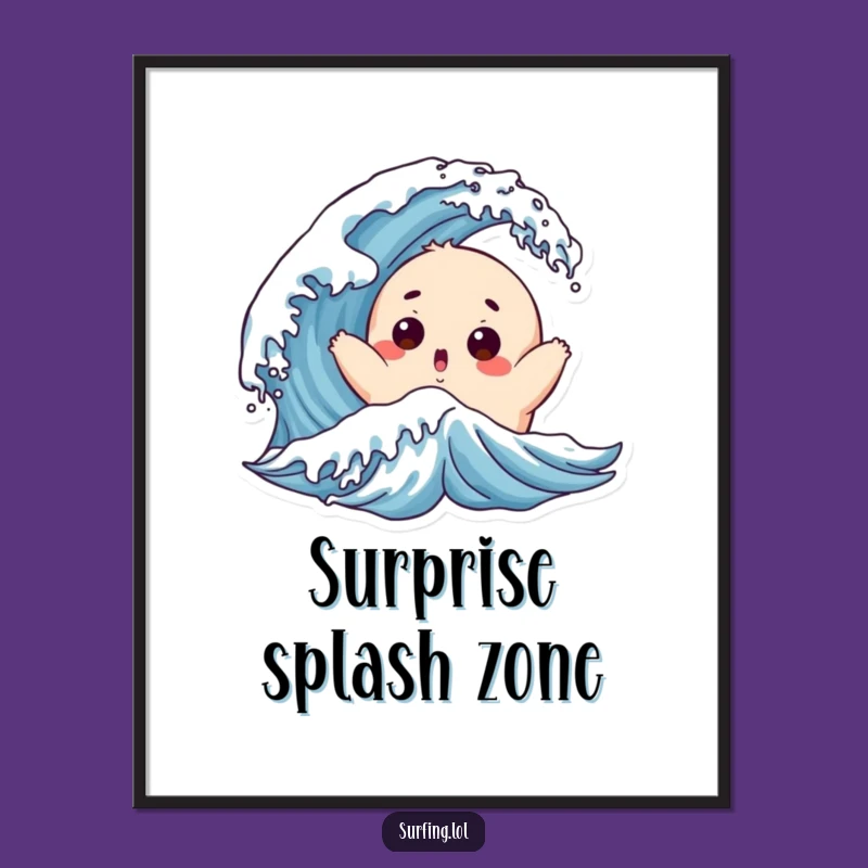 Funny Chubby Surfer Digital Art Print: Capture Playful Chaos and Hilarious Surprise Instantly!