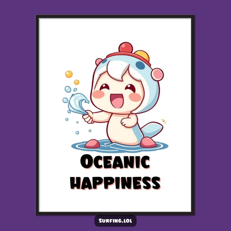 Vibrant Funny Kawaii Splash Digital Print: Happy Character Art, Cheerful Funny Gift
