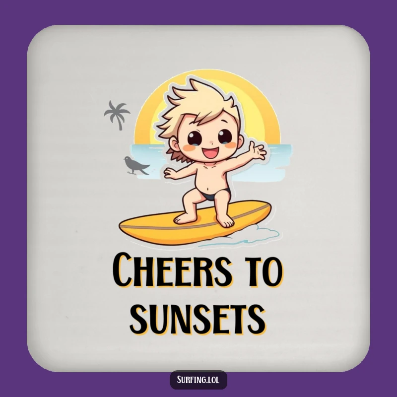 Funny Sunset Surfer Coaster - Sunset Protection, Chic Funny Gift