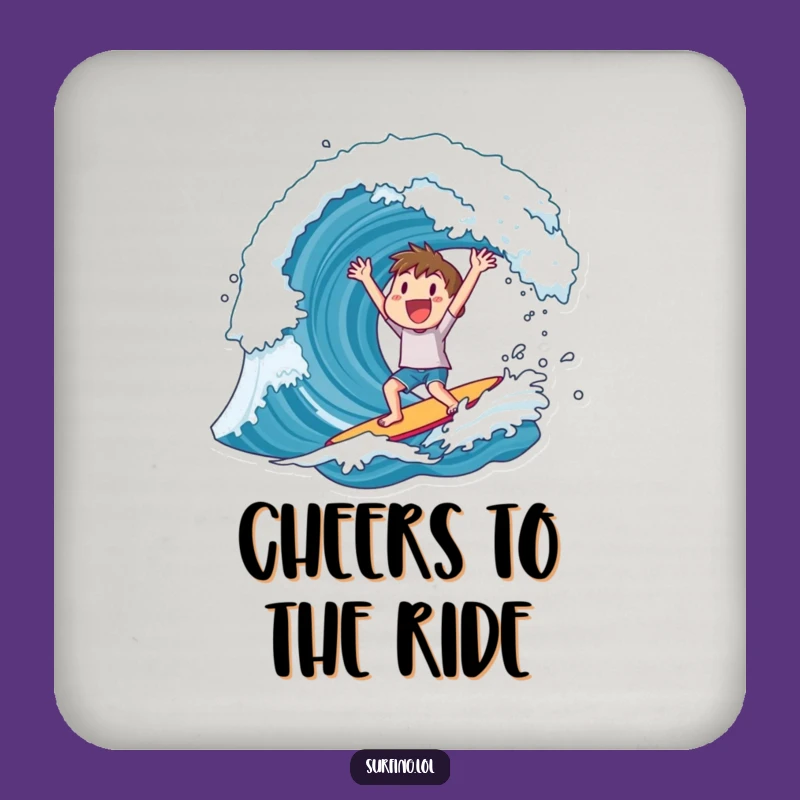 Funny Drink Coaster: Surfer's Victory Moment, Table Protector, Hilarious Gift