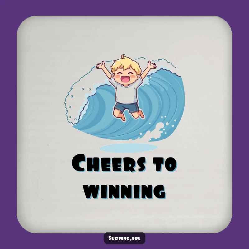 Funny Wave Catching Coasters: Protect Tables with Triumphant Surf Art