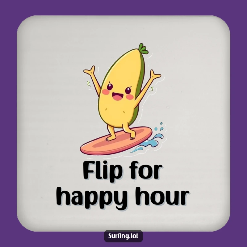 Funny Food Handstand Coaster: Cheerful Surfer, Protect Surfaces with Humor