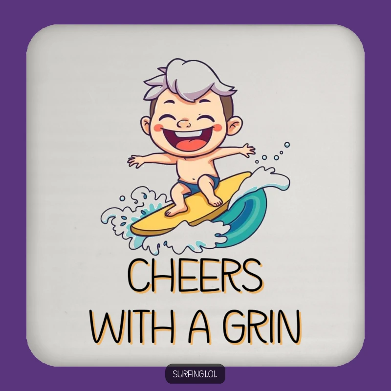 Funny Joyful Surfer Coaster - Grin Protection, Fun Funny Gift