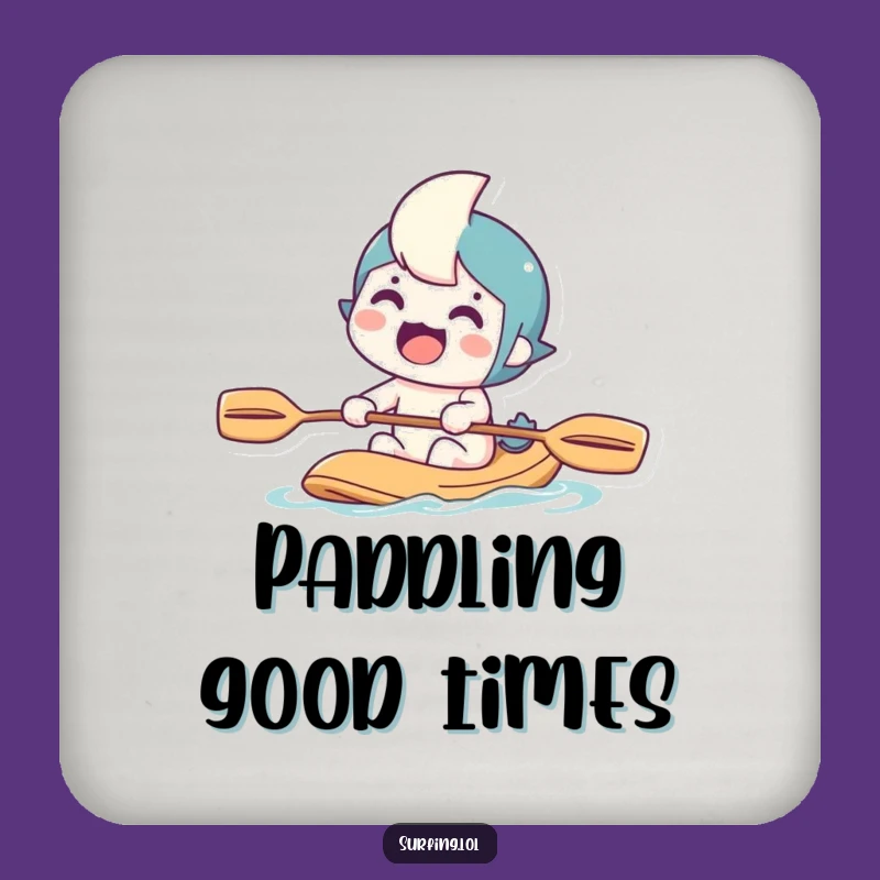 Funny Paddling Character Drink Coaster: Protect Surfaces with Humor on This Adventure Accessory