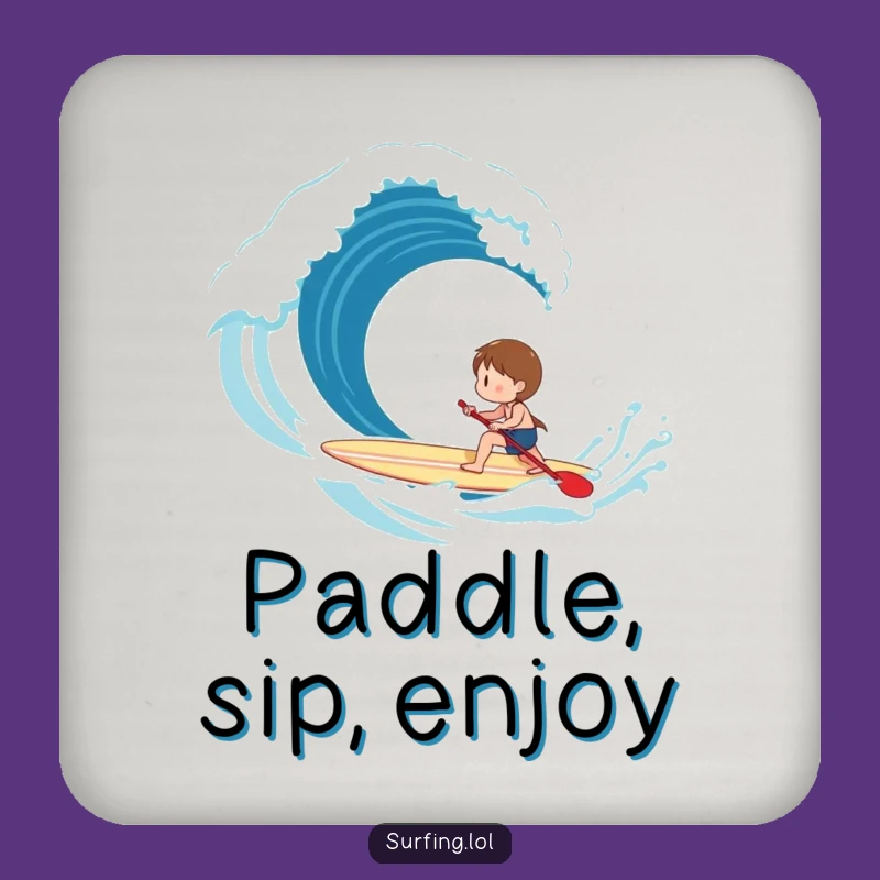 Funny Paddling Surfer Coaster - Happy Character Protection, Humorous Gift