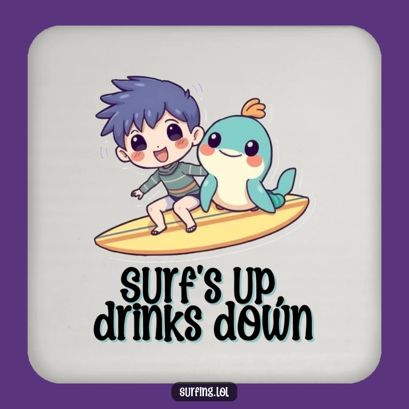 Funny Surf Buddies Coasters: Character & Sea Creature Protection, Humorous Gift