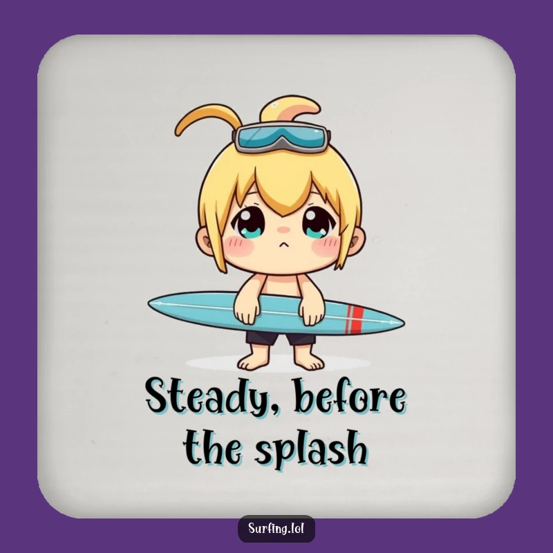 Funny Surfer Coaster: Concentrated Character Balancing Surfboard Gift
