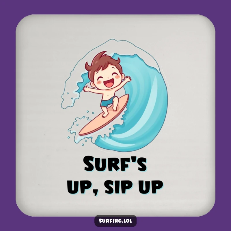 Funny Surfing Character Coaster Set: Protect Surfaces with Wave-Riding Fun