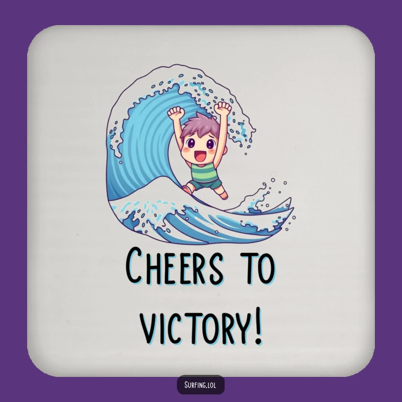 Funny Triumphant Surfer Coaster - Happy Character Protection, Humorous Gift