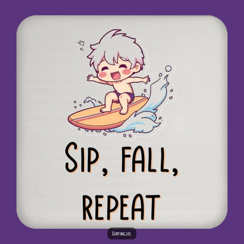 Funny Wipeout Surfer Coaster - Smiling Character Protection, Humorous Gift