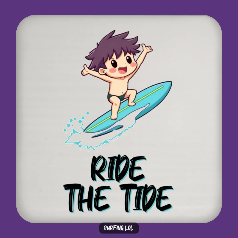 Funny Surfer Coaster, Exultant Drink Protector, Humorous Home Gift