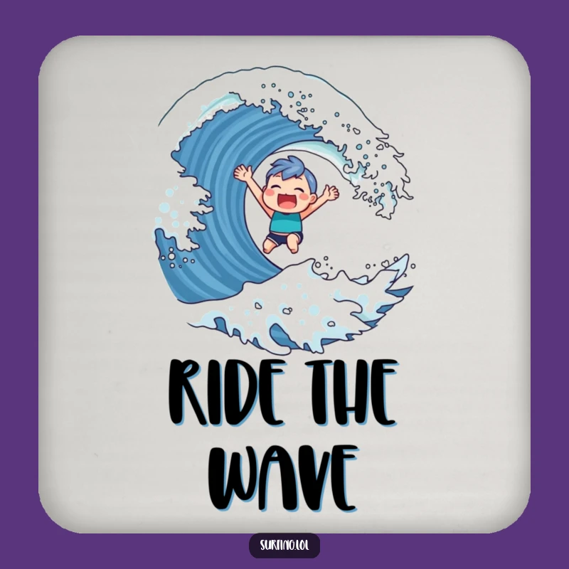 Funny Surfer Character Coaster: Triumphant Surface Protector, Gift