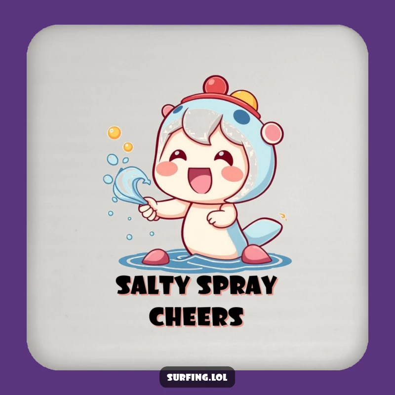 Funny Kawaii Splash Drink Coaster: Happy Character Art, Cute Funny Gift