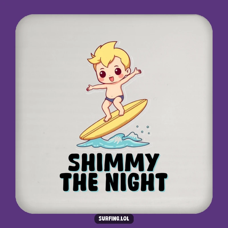 Funny Shimmy Surfer Coaster, Balanced Drink Protector, Humorous Home Gift