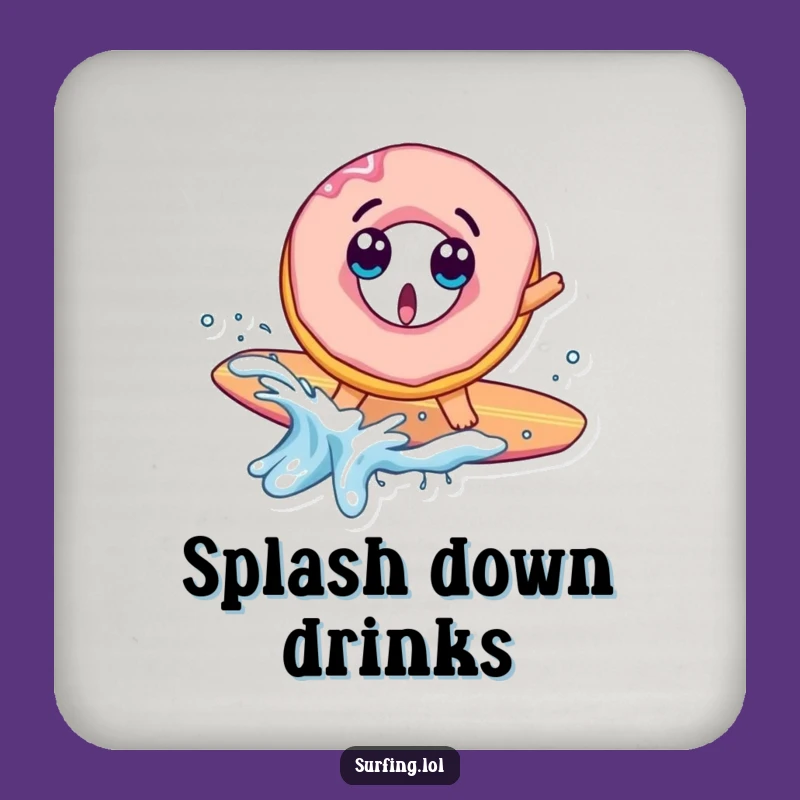 Funny Donut Surf Fail Coaster: Surprised Splash, Protect Surfaces
