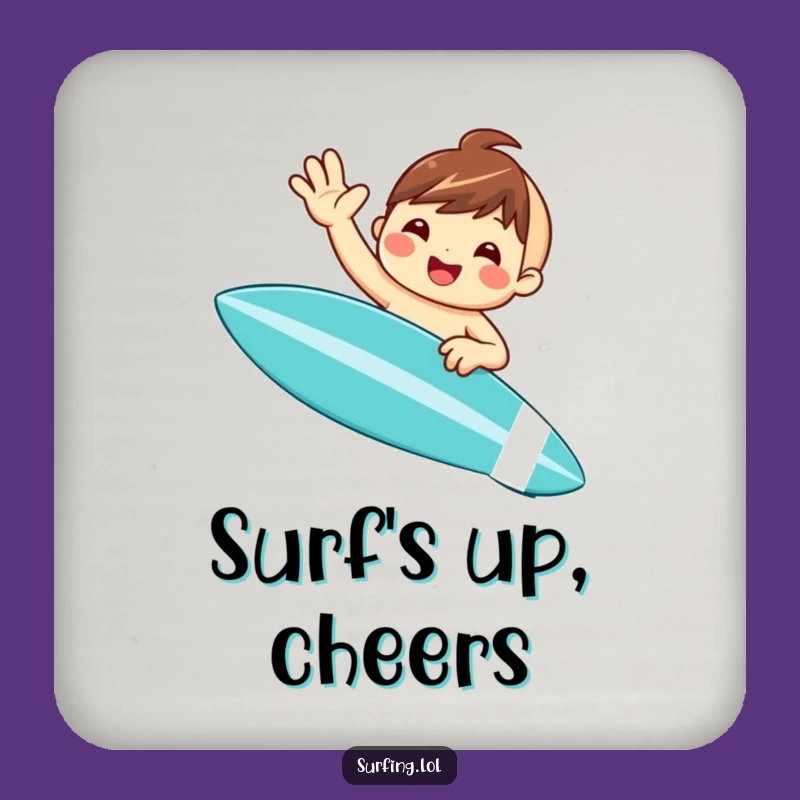 Funny Surfer Coaster Set: Waving Character Drink Protection Gift