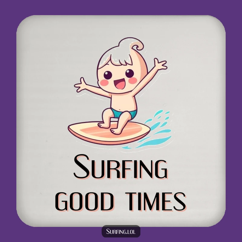 Funny Kawaii Surfer Coaster Set: Gleeful Surf Art, Protect Surfaces, Perfect Funny Gift