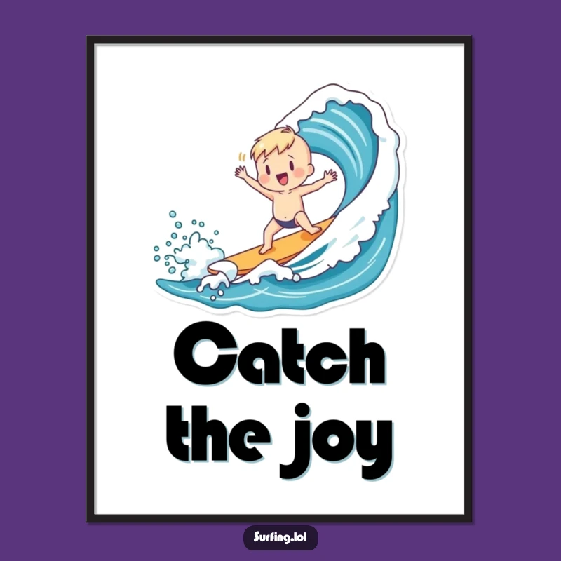 Funny Surfer Dance Poster: Charming Figure Catches Wave, Inspiring Funny Gift