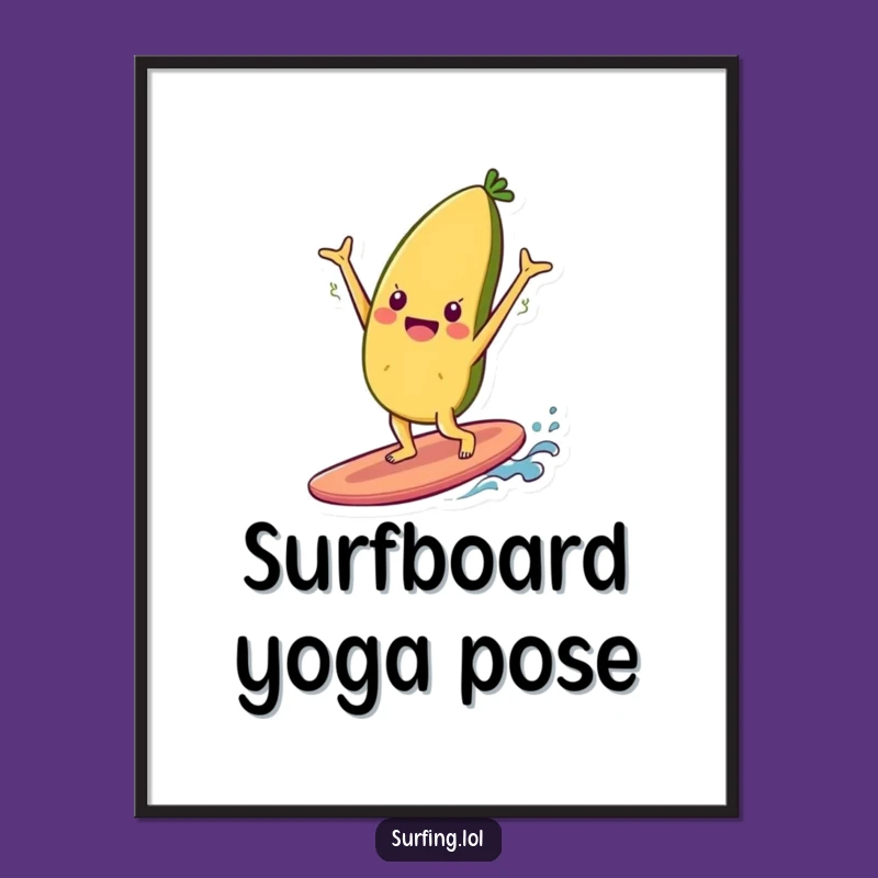 Funny Food Handstand Poster: Cheerful Surfer Art for Wall Decor