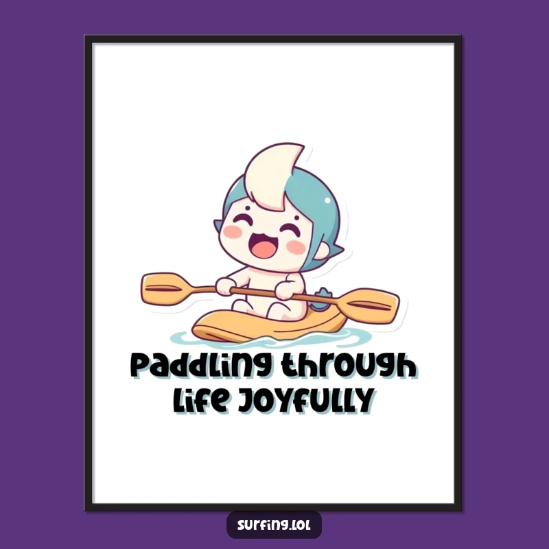 Funny Paddling Character Poster: Inject Humor and Adventure into Your Space with This Art Print