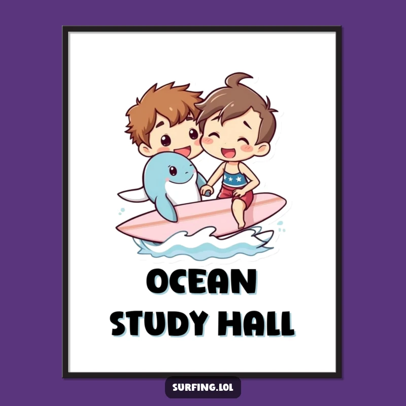 Funny Surf Lesson Poster: Sea Creature Art Print for Ocean Fans