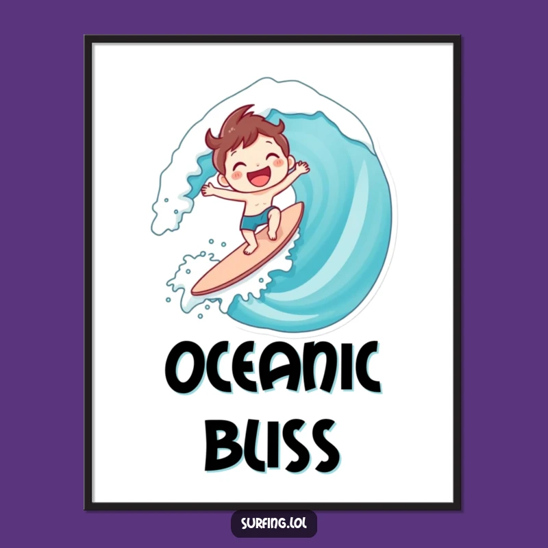 Funny Surfing Character Poster: Bring the Ocean’s Joyful Energy Home