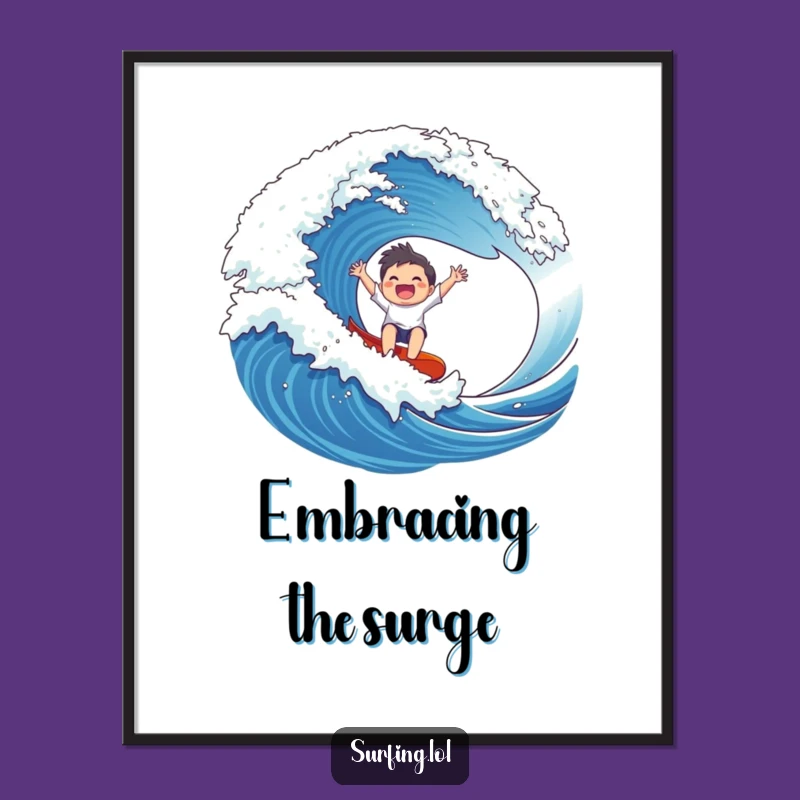 Funny Wave Rider Poster: Bring Energetic Excitement and Hilarious Joy to Your Walls!