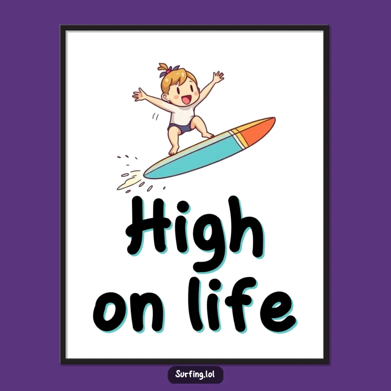 Funny Jumping Surfer Poster: Art of Mid-Air Joy and Fun