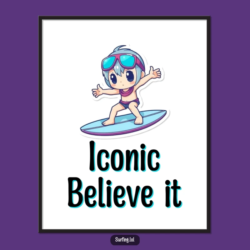 Funny Cool Surfer Poster - Character Pose Art, Stylish Wall Decor Gift