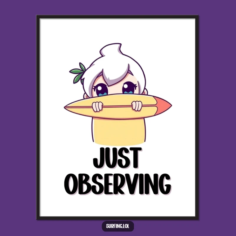 Funny Surfer Peeker Poster: Whimsical Wall Art for a Playful Vibe