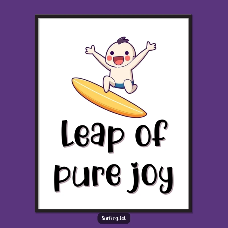 Dynamic Funny Surf Leap Poster: Tiny Character Art, Cool Funny Gift