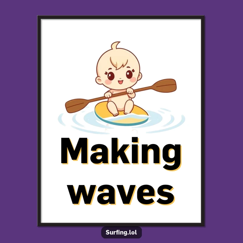 Funny Determined Paddler Poster: Energetic Character Art, a Motivating Funny Gift