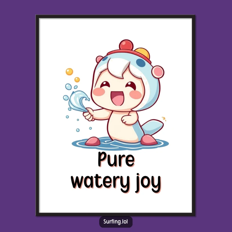 Artistic Funny Kawaii Splash Poster: Happy Character Art, Cheerful Funny Gift