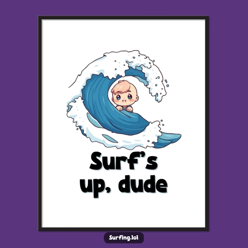 Funny Tiny Wave Scene Poster - Curious Excitement Wall Art