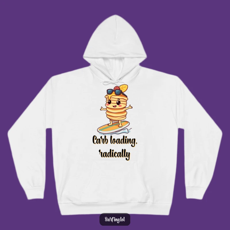 Funny Pancake Surfer Hoodie: Cozy Breakfast Warrior, Ultimate Funny Gift for Cold Days