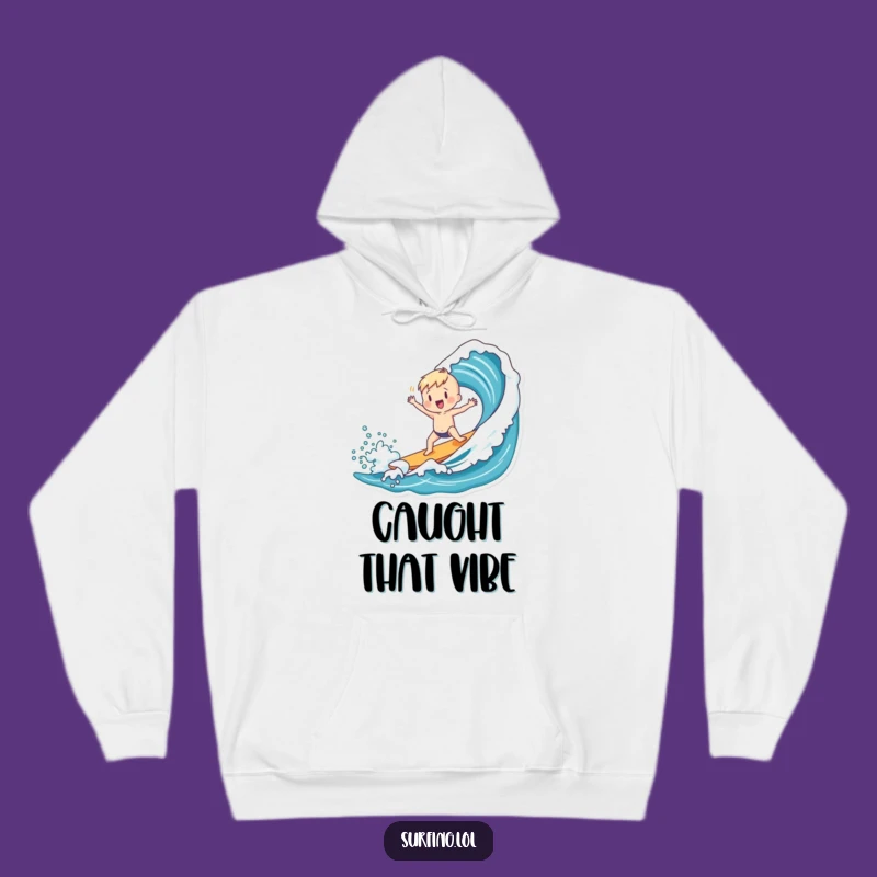 Cozy Funny Surfer Dance Hoodie: Charming Figure Catches Wave, Amazing Funny Gift
