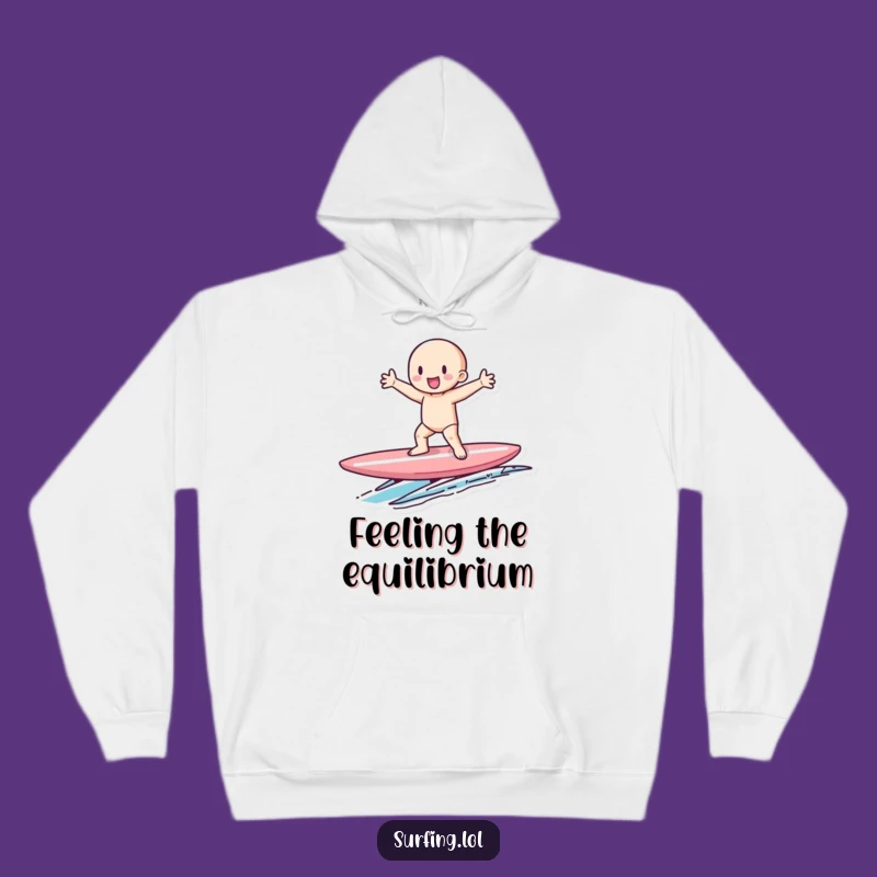 Cozy Funny Tiny Surfer Hoodie: Stay Warm with Funny Balance