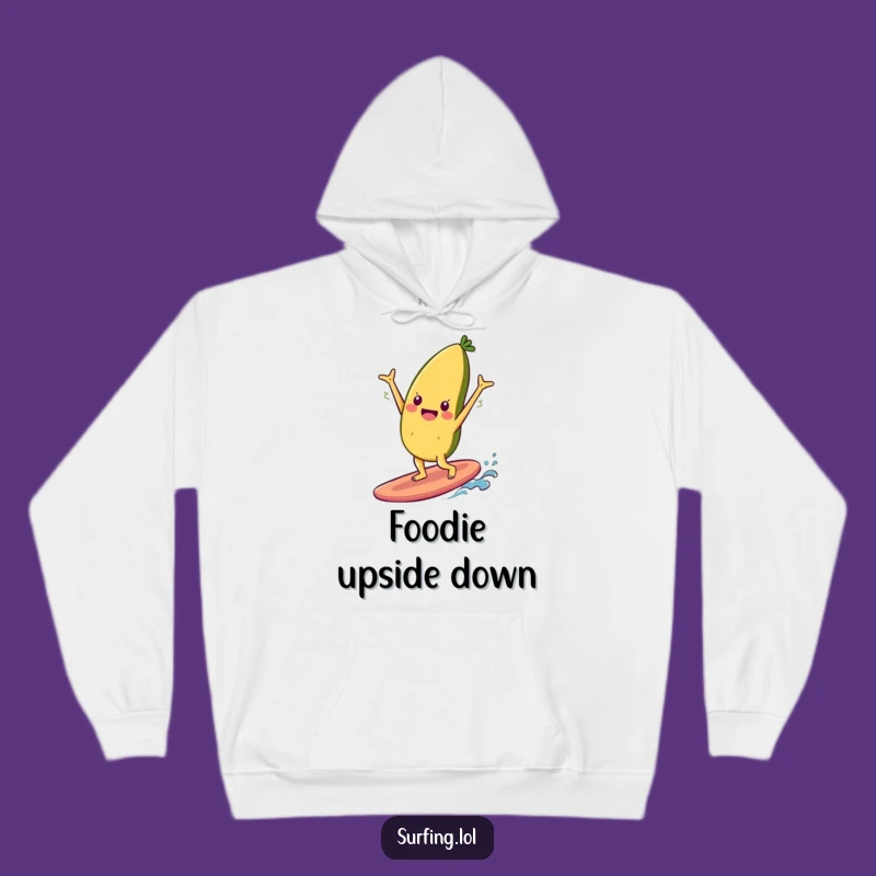 Funny Food Handstand Hoodie: Cheerful Surfer, Cozy & Fun Gift